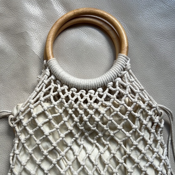 Banana Republic net drawstring top handle canvas bag - Picture 2 of 8